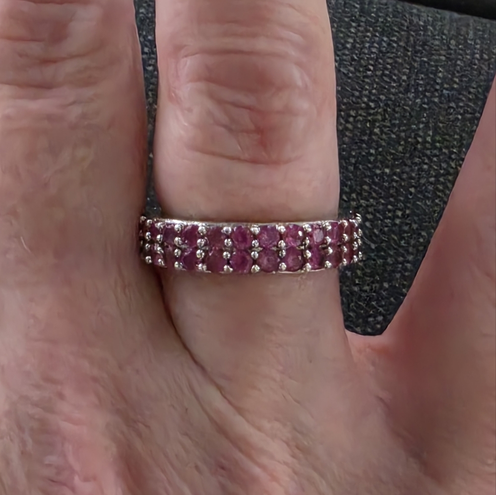 Pink Gemstone Eternity Band Ring - Women Jewelry